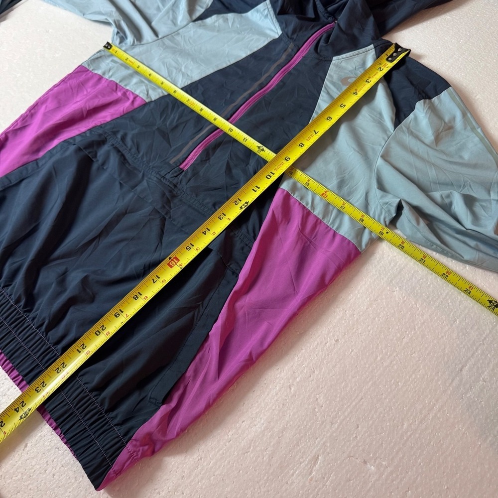Asics Women S Half Zip Hooded Packable Reflective Windbreaker Blue Pink 2012B906 - Picture 7 of 11